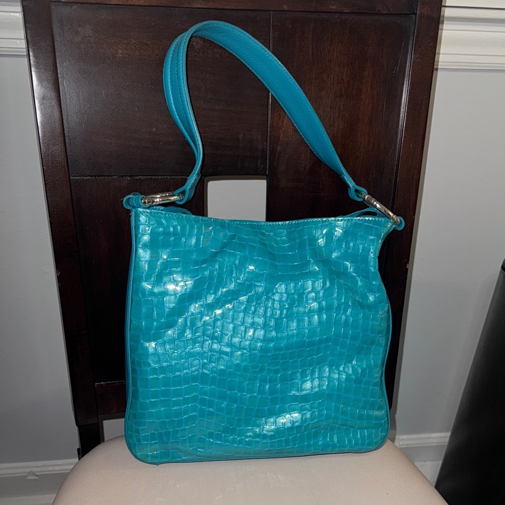 Brighton - CHERI -  Patterned Box with Blue and Tan Design